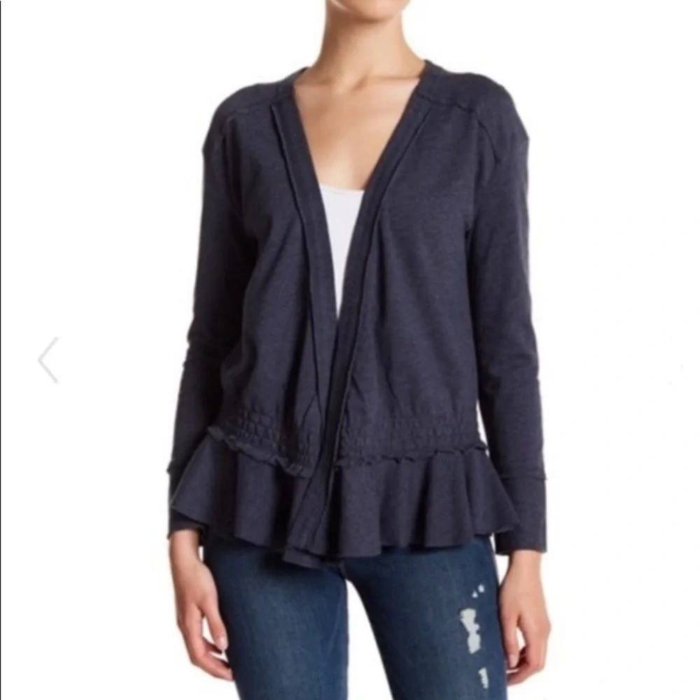Susina Ruffle Raw Hem Cardigan - Picture 1 of 3